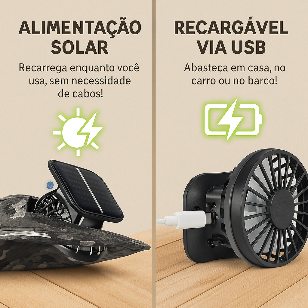 Chapéu com ventilador embutido