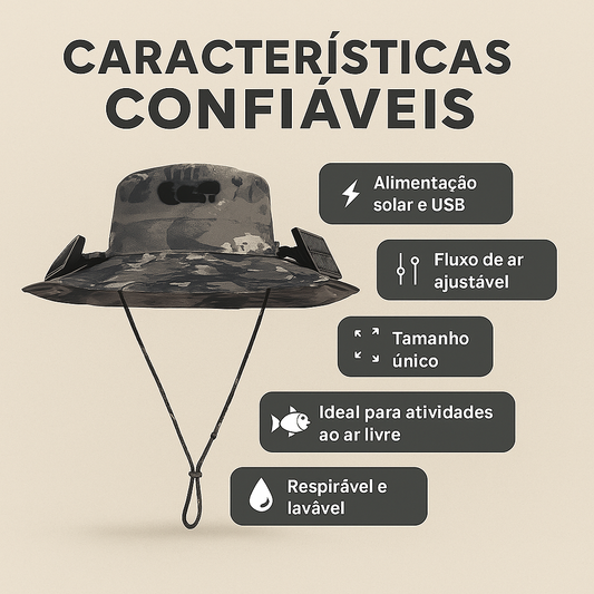 Chapéu com ventilador embutido