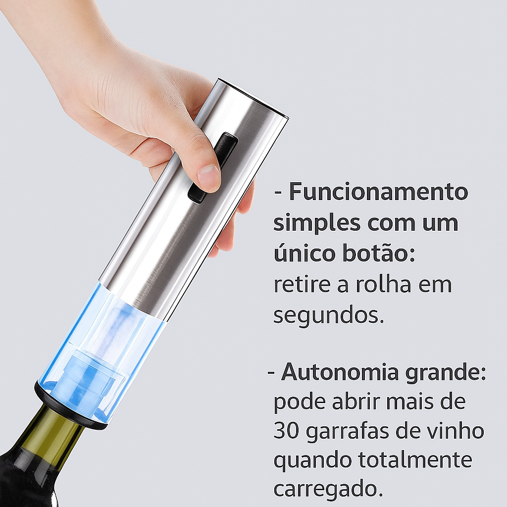Abridor de Garrafas de Vinho Elétrico Recarregável